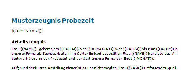 Arbeitszeugnis in der Probezeit: Muster zum Download.