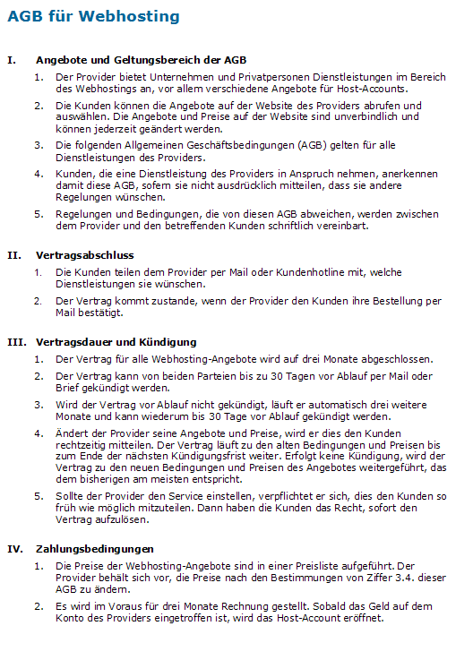 Vertrag Provider Muster Fur Agb Zum Download